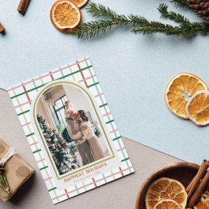 Cartes Pour Fêtes Annuelles Joyeux Noël rustique aux couleurs pastel à carreau