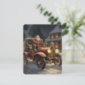 Cartes Pour Fêtes Annuelles Joyeux Noël rustique avec le Père Noël (Debout devant)