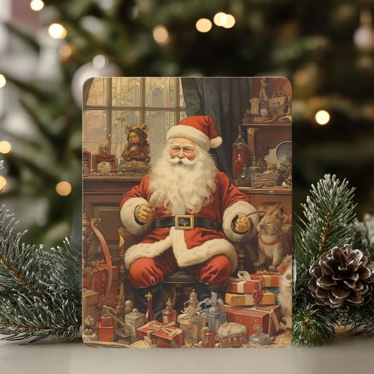 Cartes Pour Fêtes Annuelles Joyeux Noël rustique avec le Père Noël
