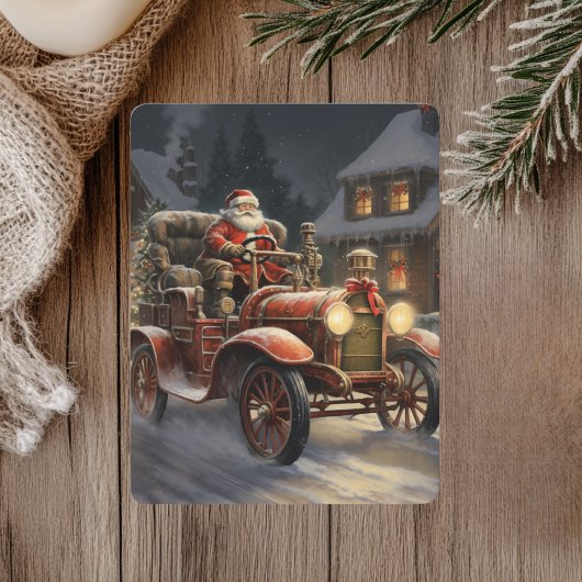 Cartes Pour Fêtes Annuelles Joyeux Noël rustique avec le Père Noël