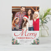 Cartes Pour Fêtes Annuelles Joyeux Noël Rustique Birch Mistletoe 2 Photo (Debout devant)