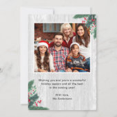Cartes Pour Fêtes Annuelles Joyeux Noël Rustique Birch Mistletoe 2 Photo (Dos)
