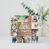 Cartes Pour Fêtes Annuelles Joyeux Noël Rustique Bois 12 Photo Collage (Debout devant)