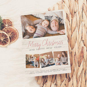 Cartes Pour Fêtes Annuelles Joyeux Noël Rustique Bois Moderne 4 Vacances Photo