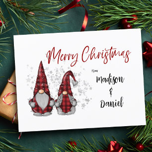 Cartes Pour Fêtes Annuelles Joyeux Noël Rustique Gnomes dans Red Buffalo Plaid