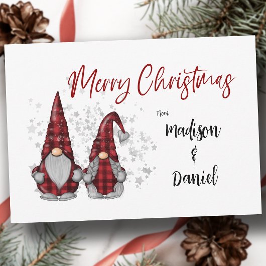 Cartes Pour Fêtes Annuelles Joyeux Noël Rustique Gnomes dans Red Buffalo Plaid