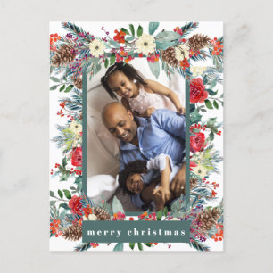 Cartes Pour Fêtes Annuelles Joyeux Noël rustique moderne floral 4 photos