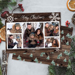 Cartes Pour Fêtes Annuelles Joyeux Noël Rustique Photo Collage Famille<br><div class="desc">Partagez vos souvenirs en famille et entre amis avec cette carte de vacances aux pins rustiques. Il contient les mots "Joyeux Noël" dans le texte modifiable pour vous de personnaliser. Personnalisez avec cinq de vos photos préférées. La carte revient à une belle aquarelle motif de pins d'hiver.</div>