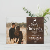 Cartes Pour Fêtes Annuelles Joyeux Noël Rustique Typographie Bois Photo (Debout devant)