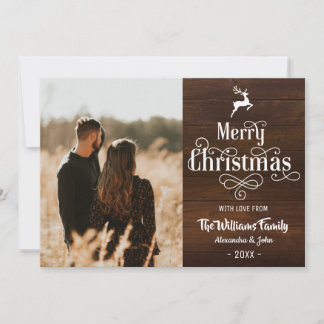 Cartes Pour Fêtes Annuelles Joyeux Noël Rustique Typographie Bois Photo