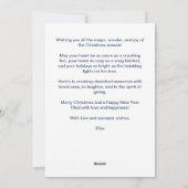 Cartes Pour Fêtes Annuelles Joyeux Noël salutations or bleu marine baubles (Dos)