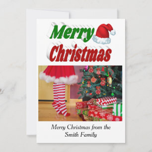 Cartes Pour Fêtes Annuelles Joyeux Noël Santa Chapeau photo typographie