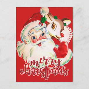 Cartes Pour Fêtes Annuelles Joyeux Noël Santa Claus et Rudolf