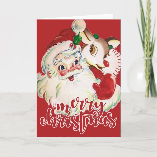 Cartes Pour Fêtes Annuelles Joyeux Noël | Santa Claus et Rudolf (Devant)