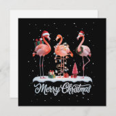 Cartes Pour Fêtes Annuelles Joyeux Noël Santa Flamant Lumière Neige Noël (Devant / Derrière)