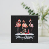 Cartes Pour Fêtes Annuelles Joyeux Noël Santa Flamant Lumière Neige Noël (Debout devant)