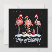 Cartes Pour Fêtes Annuelles Joyeux Noël Santa Flamant Lumière Neige Noël (Devant)