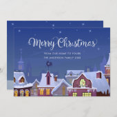 Cartes Pour Fêtes Annuelles Joyeux Noël Scène hivernale Toits Festive (Devant / Derrière)