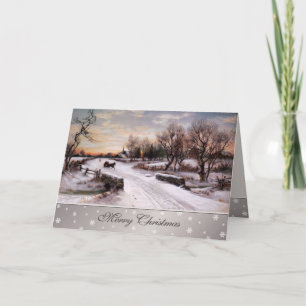 Cartes Pour Fêtes Annuelles Joyeux Noël. Scène vintage d'hiver