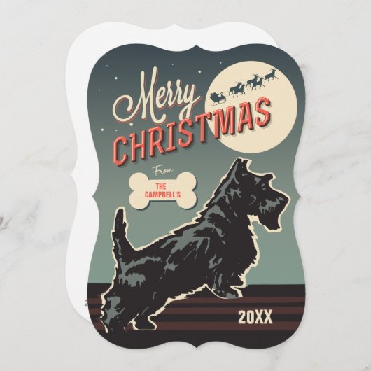 Cartes Pour Fêtes Annuelles Joyeux Noël Scottie (Devant / Derrière)