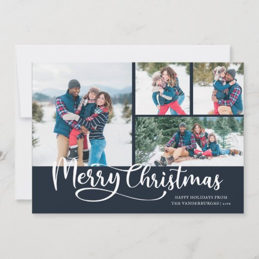 Cartes Pour Fêtes Annuelles Joyeux Noël Script 4 Photo Noël (Devant)