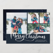 Cartes Pour Fêtes Annuelles Joyeux Noël Script 4 Photo Noël (Devant / Derrière)