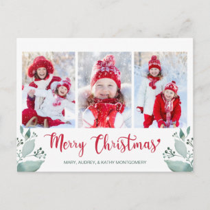 Cartes Pour Fêtes Annuelles Joyeux Noël Script aquarelle feuille 3 photo