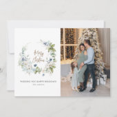 Cartes Pour Fêtes Annuelles Joyeux Noël Script Aquarelle Verdure (Devant)