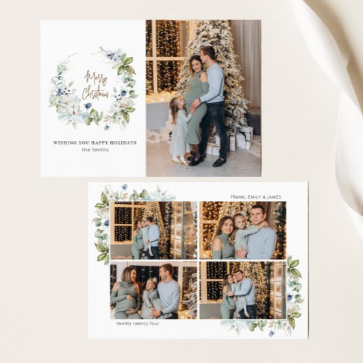 Cartes Pour Fêtes Annuelles Joyeux Noël Script Aquarelle Verdure