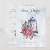 Cartes Pour Fêtes Annuelles Joyeux Noël Script avec aquarelle Poinsettias (Devant / Derrière)