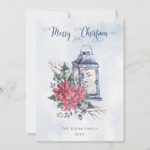 Cartes Pour Fêtes Annuelles Joyeux Noël Script avec aquarelle Poinsettias