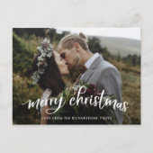 Cartes Pour Fêtes Annuelles Joyeux Noël | Script blanc moderne avec photo (Devant)