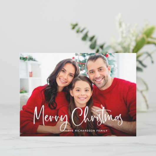 Cartes Pour Fêtes Annuelles Joyeux Noël | Script décontracté Deux photos (Debout devant)