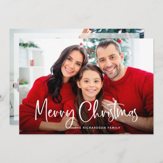 Cartes Pour Fêtes Annuelles Joyeux Noël | Script décontracté Deux photos (Devant / Derrière)