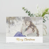 Cartes Pour Fêtes Annuelles Joyeux Noël Script Faux Or (Debout devant)