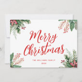 Cartes Pour Fêtes Annuelles Joyeux Noël Script Floral (Devant)