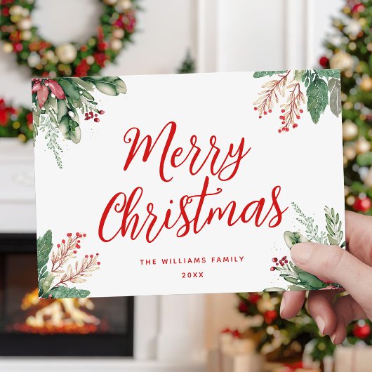 Cartes Pour Fêtes Annuelles Joyeux Noël Script Floral