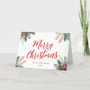 Cartes Pour Fêtes Annuelles Joyeux Noël Script Floral