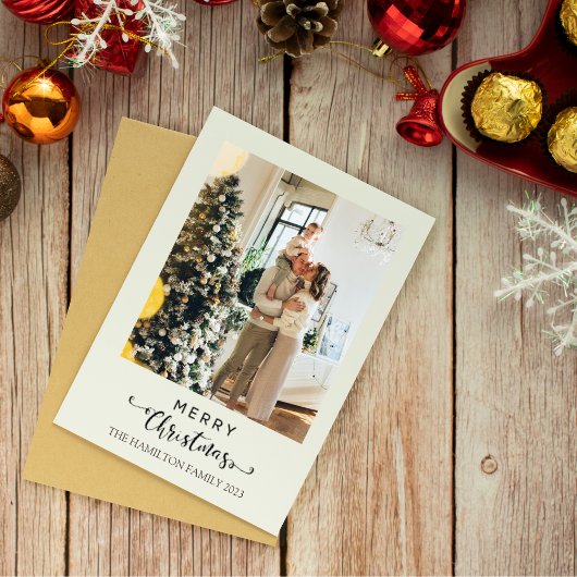 Cartes Pour Fêtes Annuelles Joyeux Noël Script Green Plaid Tartan Photo