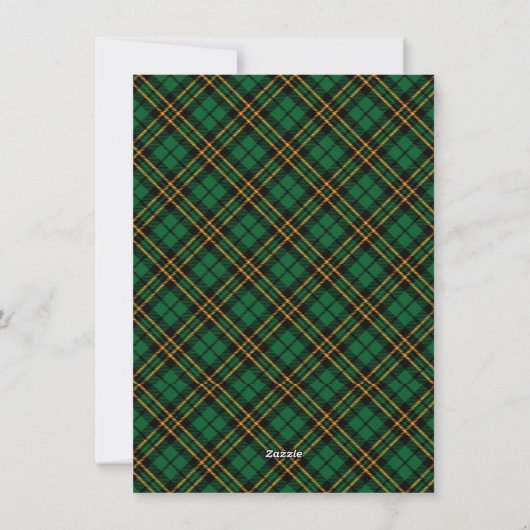Cartes Pour Fêtes Annuelles Joyeux Noël Script Green Plaid Tartan Photo (Dos)