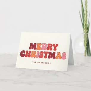 Cartes Pour Fêtes Annuelles Joyeux Noël Script Groovy Rétro