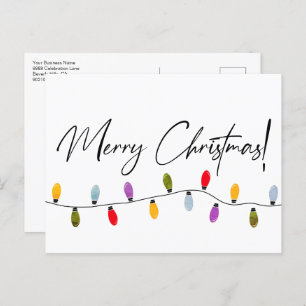 Cartes Pour Fêtes Annuelles Joyeux Noël Script Lumières de vacances Entreprise