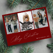Cartes Pour Fêtes Annuelles Joyeux Noël script minimal 3 photo rouge