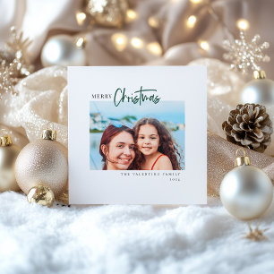 Cartes Pour Fêtes Annuelles Joyeux Noël Script moderne minimaliste Photo