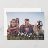 Cartes Pour Fêtes Annuelles Joyeux Noël - Script moderne Photo (Devant / Derrière)