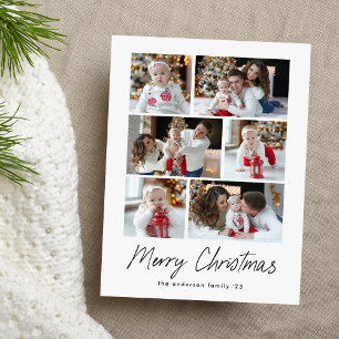Cartes Pour Fêtes Annuelles Joyeux Noël Script Noir 6 Photo Montage