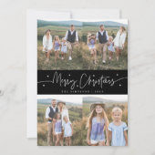Cartes Pour Fêtes Annuelles Joyeux Noël Script noir Multi Photo (Devant)
