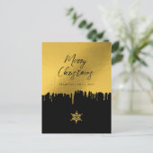 Cartes Pour Fêtes Annuelles Joyeux Noël Script noir & or non photo (Debout devant)