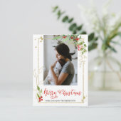 Cartes Pour Fêtes Annuelles Joyeux Noël | Script Photo Berry Holly Frame (Debout devant)