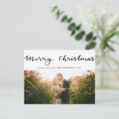 Cartes Pour Fêtes Annuelles Joyeux Noël Script Photo Holiday (Debout devant)